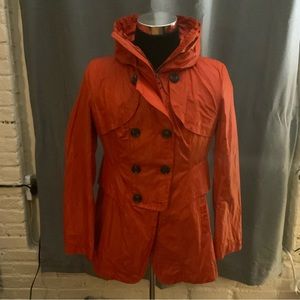 $500 Creenstone Orange Hooded Windbreaker/Raincoat Sz 40 Pristine Condition